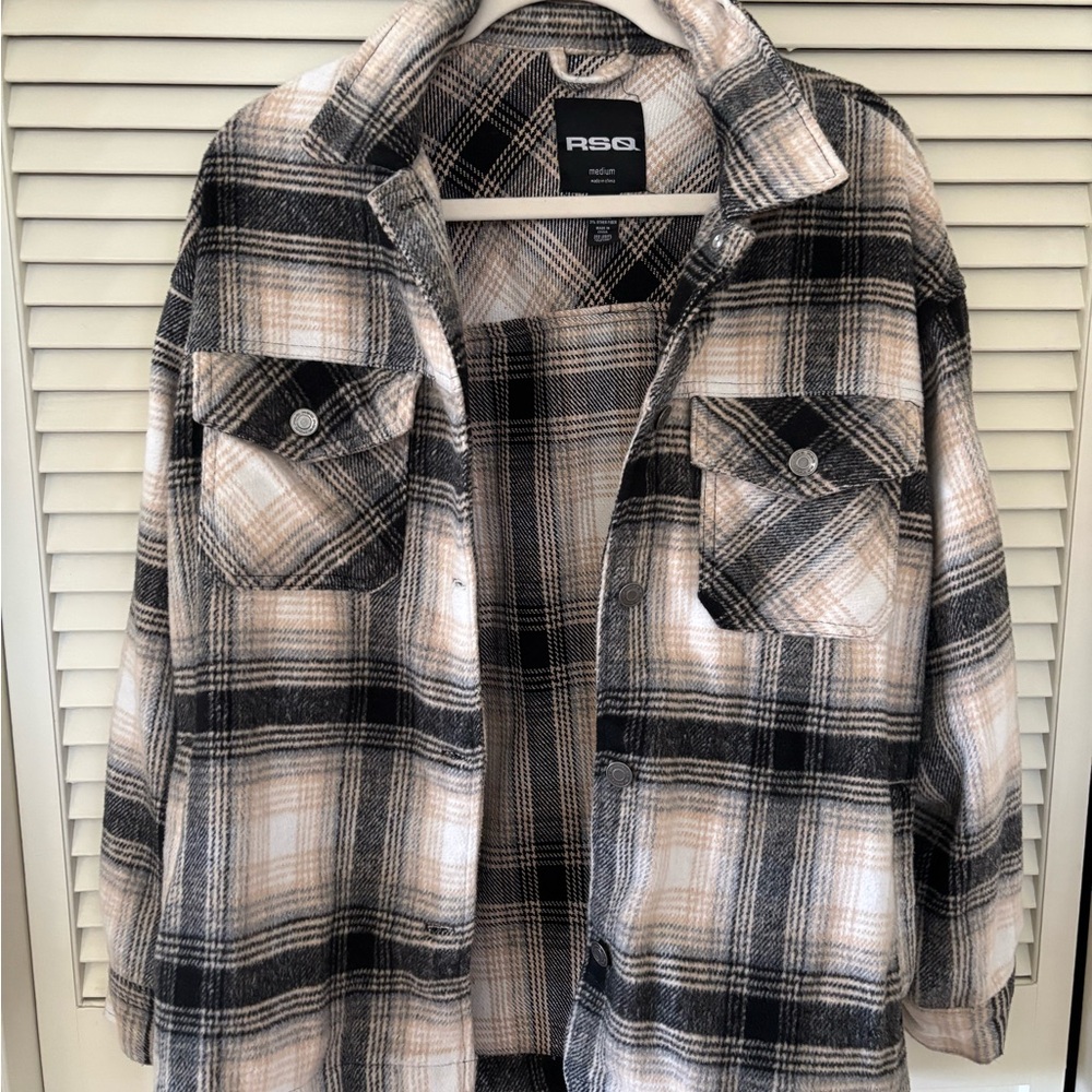 • rsq plaid shacket | m •